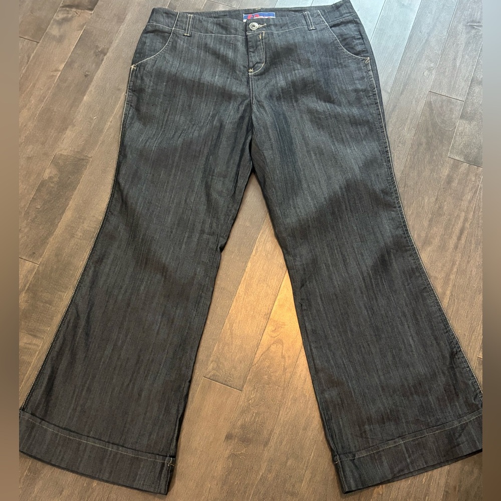 Mwah Jeans Women’s 16W Flare Leg Y2K Trendy Dark Wash Denim Pants Lightweight